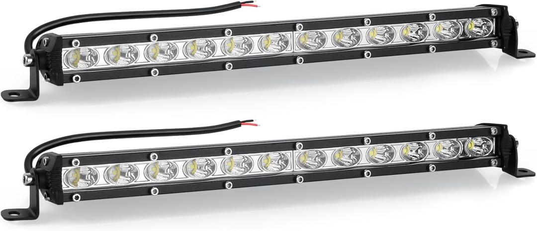 Nifeida 2pcs 14" LED Bar 80W 8000lm Single Row Driving Off Road Lights Waterproof Flood & Spot Beam Combo for Truck Pickup SUV ATV UTV Boats Roof Bumper
