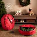 ZOBER 2 Pack Oxford Christmas Wreath Storage Container 24 Inch - Wreath Bag for Artificial Wreaths Box - Waterproof Fabric, Dual Zippered Wreaths Storage Bag With Strong Durable Handles - Red