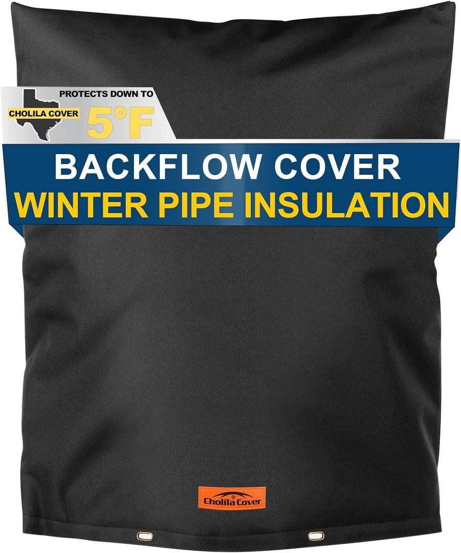 Backflow Preventer Cover Insulated (5F) with Thick 7 Layers Fabric, 14" W x 18" H Backflow Cover with Aluminum Foil Layer for Winter Pipe Freeze Protection, Backflow Insulation Cover (Black)