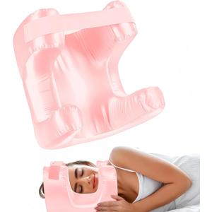 Face Pillow for Wrinkles, Anti Wrinkle Pillow with Cooling Silk Pillowcase, Beauty Pillow for Sleeping Face Down and Back Sleeping (Pink)