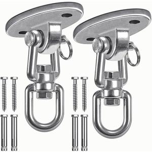 SELEWARE Ceiling Swing Mount Stainless Steel Swing Hangers Free Swivel Swing Hooks for Yoga Swing Indoor Outdoor Swing Set Porch Swing Chair Punching Heavy Bag 2000 lbs Capacity Each 2 Pack