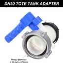 PATIKIL 75mm IBC Tote Adapter - DN50, 1000L IBC Adapter, Butterfly Valve Switch for Garden Irrigation