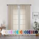 OWENIE Sheer Curtains 72 Inches Long for Bedroom Living Room, Rod Pocket Fimly Solid French Door Curtains Set of 2, Elegant Taupe Voile Curtains Panels Window Treatments, 42" Width
