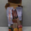 FAMCüTE Japanese Knife Block Set, Hand Forged 5-Layer 9CR18MOV Clad Steel Ultra Sharp Kitchen Knives with Wooden Storage & Rosewood Handle, Includes Chef, Santoku, Nakiri, Fruit Knife for Home Mom/Dad