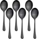 Serving Spoons, Matte Black X-Large Spoons, 6 Pieces 9.8 Inches Serving Tablespoons, AOOSY Stainless Steel Solid Buffet Banquet Flatware Kitchen Basics Serving Spoon Big Ladle Spoon