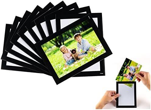 STTMGN Magnetic Picture Frames with Black Border(4"X6",10 Pack),Magnet Photo Frame Pockets/Postcard Holder,Decorations for home/office/school/Classroom/party 10Pack Black