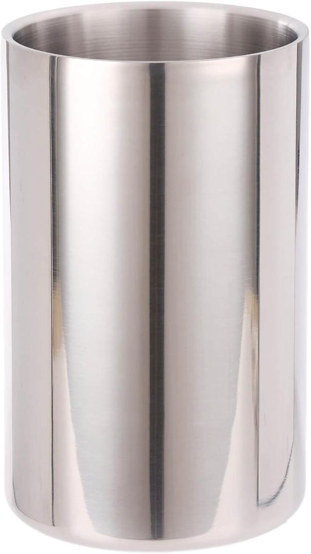 Double Wall Utensil Holder - 304 Stainless Steel Sleek Kitchen Utensil Holder for Countertop, Spatula Spoon Storage Organizer, Large Cooking Utensil Caddy Counter, Shining Utensil Crock, Mirror Polish