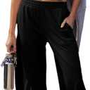 Glamaker Women's Two Piece Athletic Sets Casual Workout Sleeveless Cropped Tops High Sweatpants Joggers Tracksuits (Large, Black)