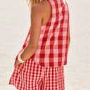 Summer Gingham 2 Piece Lounge Sets For Women Button Down Sleeveless Tank Tops Boxer Shorts Sets Matching Pajama Sets Red (Red, S)