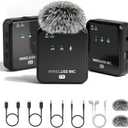 K63 Wireless Lavalier Microphone for iPhone/USB-C Phone,Camera,Tablet and Mac,mini iPhone Microphone for Video Recording,Vlogging,48KHz/24Bit,164 ft Range,Noise Cancelling