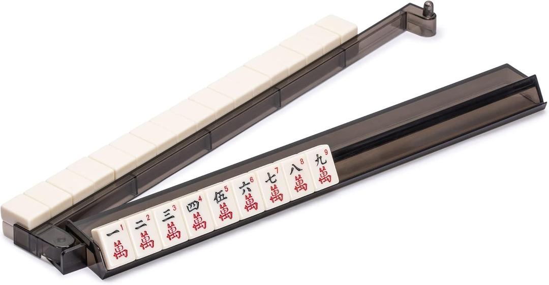 Yellow Mountain Imports Modern Mahjong Racks with Built-in Pushers - Black - Set of 4 (Yellow, Green, Blue, Pink)