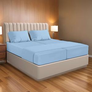 Ready To Rest 100% Egyptian Cotton Split Queen Sheets Sets for Adjustable Bed 5 Piece, Fits Mattress Upto 16" Deep, Hotel Luxury, Ultra Soft, Cooling Bed Sheets, Light Blue Solid