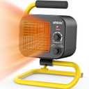 Shinic Garage Heaters for Indoor Use, Metal Portable Space Heater with Thermostat, Greenhouse heater, Adjustable Head, Tubular Stand, Padded Handle, and Wide Base for Stability