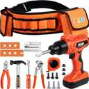 JOYIN 19Pcs Kids Tool Set, Construction Belt & Electronic Drill, Pretend Role Play Toddler Power Toy for Boys Girls Birthday Gifts Outdoor Preschool Ages 3 4 5 6 7 Years Old