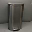 Amazon Basics Smudge Resistant Rectangular Trash Can With Soft-Close Foot Pedal, Brushed Stainless Steel, 30L/7.9 Gal, 13.8x11.8x25 in, Satin Nickel Finish