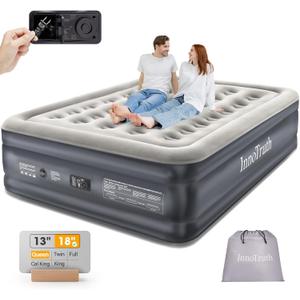 InnoTruth Air Mattress Queen with Built in Pump, Inflatable Mattress Blow up Mattress, Family Choice Award Winner, 18" Colchones Inflables Foldable Air Bed for Guest & Home, Ideal for Camping, 650lbs