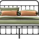 Metal Bed Frame - Structurally Stable Heavy Duty Steel Slat Supported Full Bed Frames, No Box Spring Needed for Easy Removal and Transport (Black)