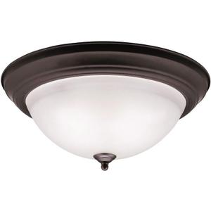 Kichler 8116OZ Flush Mount Round Glass Ceiling Lighting, Bronze 3-Light (16" W x 7" H) 180 Watts (15.25" Width)