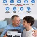 Greadio Boombox Portable CD Players for Home with Bluetooth, Boom Box CD Player FM Radio Combo, Stereo Sound, AC/Battery Powered, CD/CD-R/RW Compatible, Support AUX/USB/Headphone, Timer, Repeatable