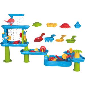 Kids Water Table 6-Tier Sand and Water, Rotatable Activity Pool with Beach Toys Set, Outdoor Fun for Patio, Backyard, Playground, Picnic, Park, Garden Entertainment
