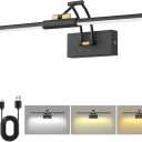 24“ Picture Lights for Wall, 8000mAh Rechargeable Wireless Picture Light with Remote, LED Wall Lights 3000K/4000K/6000K Dimmable, Art Lighting for Paintings Frame Gallery Dartboard, Black Gold