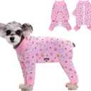 Pink Dog Recovery Suit Female Male,Dog Surgical Recovery Suite Bodysuit After Surgery Zipper On Back Puppy Cat Long Sleeve Onesies Bodysuit After Surgery Wound Protective, Medium
