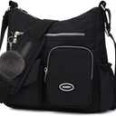 SUKRY Nylon Crossbody Bag for Women with Anti theft RFID Pocket, Waterproof Shoulder Bag Travel Purses and Handbag (Black-1)