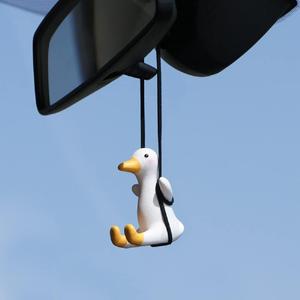 Cute Swinging Duck Car Mirror Hanging Accessories Fun Interior Rearview Mirrors Decoration (Duck)