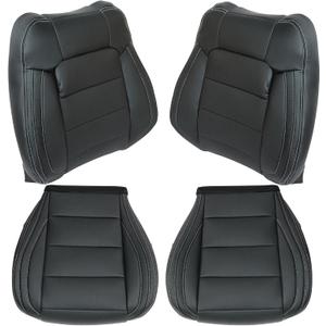 GXARTS Perforated Leather Driver and Passenger Side Bottom & Top Lean Back Replacement Seat Cover Black #41, E1 Compatible with Ford Mustang 2015 2016 2017 2018 2019 2020 2021 2022 2023