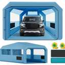 Albott 26.2x13.1x10 FT Inflatable Paint Booth with 950W+550W Blowers, Upgrade 4-Stage Filters System & Peak Roof, Portable Paint Booth with PVC Windows for DIY, Mobile Detailing, Auto Refinish