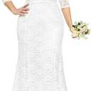 Pinup Fashion Plus Size Wedding Dress for Bride - Formal Evening Gown Party Lace Mermaid Dresses ( SIZE 18W, WHITE )
