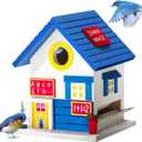 2IN1 Bluebird House+Bird Feeder - Bird House Clearance for Outside - Stainless Steel Perch Hinges - Removable Protector - Bluebirds, Sparrows, Chickadees Bird House for Outside on Pole Post