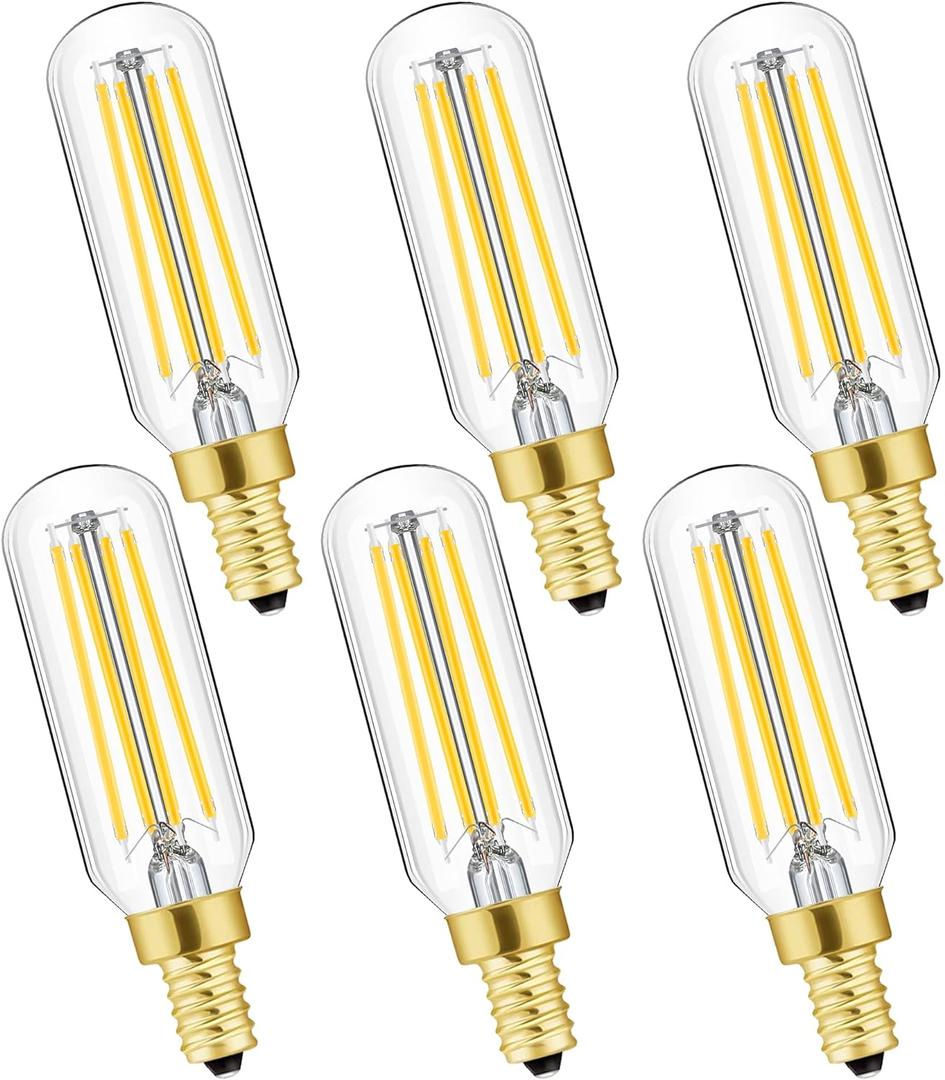Dimmable T6 LED Bulbs, 8W E12 Edison Light Bulbs Soft White 3000K,800lm, 100W Candelabra Incandescent Bulbs Equivalent Vintage LED Filament Edison Candle Bulb with Decorative, 6Pack.