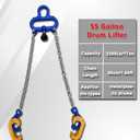 1Ton Barrel Lifting Chain for Plastic & Steel Drums 2204LBS 20in Length, 2 Hooks Chain Drum Lifter Barrel clamp for 30 & 55 Gallon Metal/Plastic Drum Barrel, Fits for Crane, Forklift1T- 2Hooks