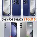Vizvera for Samsung Galaxy Z Fold 6 Case RFID Wallet with Cards Holder [Hinge Cover] [Camera Cover] Shockproof Silicone Protective Phone Case for Z Fold 6 2024-Blue