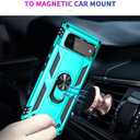 Androgate Designed for Google Pixel 6 Case with HD Screen Protectors, Military-Grade Metal Ring Holder Kickstand 15ft Drop Tested Shockproof Cover Case for Pixel 6 Teal