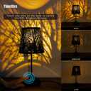 3 Level Dimmable Touch Table Lamp, Black Metal Tree Pattern Shadow Lamp, Small Bedside Night Light for Kids, Vintage Accent Decor Lamp Halloween Indoor Mood Lighting Bedroom Living Room Small Spaces
