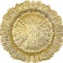 Henilosson 13 inch Gold Charger Plates,Round Plastic Reef Plate Chargers for Dinner Plates,Wedding,Party Elegant Decoration Place mats (24, GOLD) (Reef Gold)