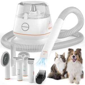 Gooad Dog Hair Vacuum & Pet Grooming Vacuum, Dog Grooming Kit, Dog Brush for Shedding with 5 Pet Grooming Tools, Dog Clippers,Dog Hair Trimmer, Low Noise Dog Hair Remover Pet Grooming Supplies