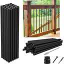 32"-50Pack Aluminum Deck Balusters Hollow Round Deck Railing Spindles Matte Coated Black for Wood and Composite Deck Indoor Outdoor