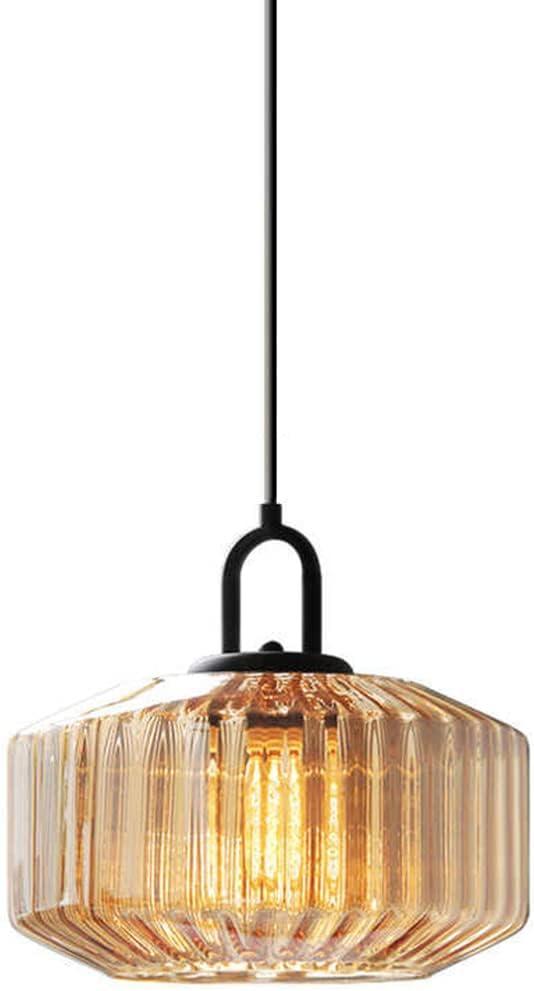 Glass Globe Pendant Light fixtures 1-Lights Black Mid Century Modern Pendant Lights with Amber Hand Blown Glass Shade Ceiling Hanging Lighting for Dining Room Table Kitchen Island