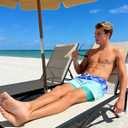 westwolf Men Swim Trunks with Compression Liner Men's 2 in 1 Bathing Suits 7 Inch Hawaiian Board Shorts (Large, 2 Blue White)