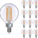 g16.5 led Bulb e12 g16 1/2 led Candelabra Bulb 40w Equivalent, Led Edison Bulb 2700K 350lm ac120v 3.8w, g50 led Globe Light Bulb for Chandelier, Ceiling Fan Light Bulbs 12/Pack