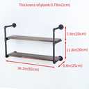 Industrial Pipe Shelving Wall Mounted,36in Rustic Metal Floating Shelves,Steampunk Real Wood Book Shelves,Wall Shelf Unit Bookshelf Hanging Wall Shelves,Farmhouse Kitchen Bar Shelving(2 Tier)