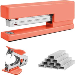 2 x Office Desktop Stapler - 25 Sheet Capacity with 830 Staples and Staple Remover,Staplers for Desk,Non-Slip for School, Home, Orange