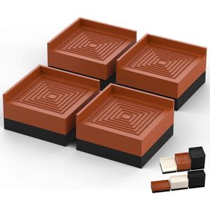 Furniture Risers, Tclouda Bed/Sofa/Desk/Table/Chair Leg/Fridge Lifts to 1.5, 3 and 4 in, Square Adjustable Risers Blocks for Extenders, Heavy Duty Supports Up to 1300 Lbs, 1.5 in-Brown-Square