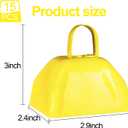 15 Pack 3 Inch Metal Cowbell Noisemaker Cheering Bell Yellow Cowbells for Sporting Events Bulk Loud Cow Bell with Handles, Small Hand Percussion Cowbells for Cheering, Football Games, Weddings