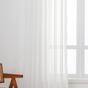 Pinch Pleated Drapes 35 Inches Long 1 Panel Off White Sheer Curtains for Living Room and Bedroom Semi-Sheer Light Filtering Curtains & Drapes for Sliding Glass Door, W25 x L35