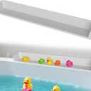 31-inch Silicone Bathtub Shelf with Strong Suction Cups | Extended Splash Guard & Toy Holder | Waterproof Bath Tub Organizer Tray to Prevent Spills, Matte Finish, Easy Storage