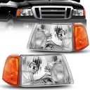 Headlight Assembly Compatible With 2001-2011 01-11 Ranger 2001 2002 2003 2004 2005 2006 2007 2008 2009 2010 2011 Ranger With Corner Light (Chrome Housing Amber Reflector)